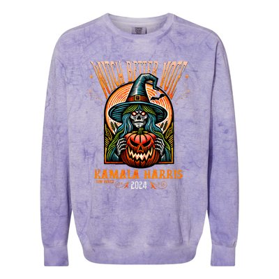 Harris Walz 2024 Halloween Witch Better Vote Kamala Harris Colorblast Crewneck Sweatshirt