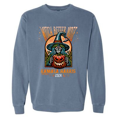 Harris Walz 2024 Halloween Witch Better Vote Kamala Harris Garment-Dyed Sweatshirt