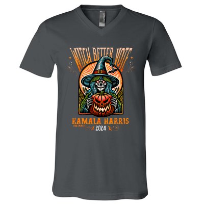 Harris Walz 2024 Halloween Witch Better Vote Kamala Harris V-Neck T-Shirt