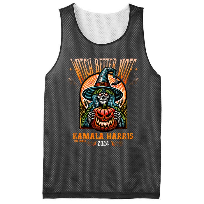 Harris Walz 2024 Halloween Witch Better Vote Kamala Harris Mesh Reversible Basketball Jersey Tank