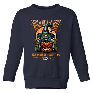 Harris Walz 2024 Halloween Witch Better Vote Kamala Harris Toddler Sweatshirt