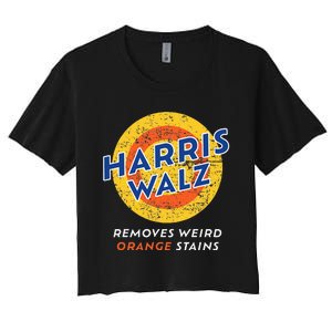 Harris Walz 2024 Waltz Removes Weird Orange Stains Women's Crop Top Tee