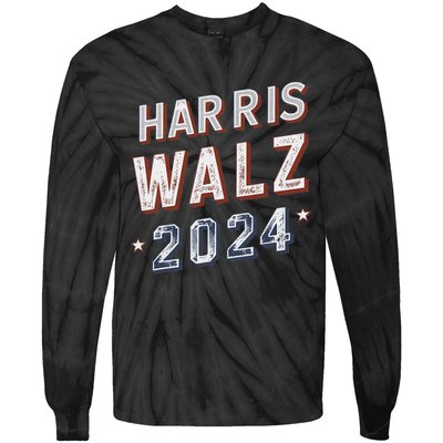 Harris Walz 2024 Election Ticket Tie-Dye Long Sleeve Shirt