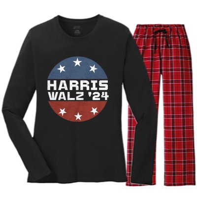 Harris Walz 2024 Campaign For President Patriotic Kamala Women's Long Sleeve Flannel Pajama Set 