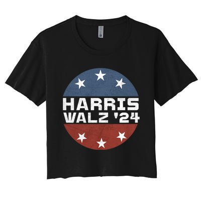 Harris Walz 2024 Campaign For President Patriotic Kamala Women's Crop Top Tee