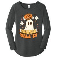 Harris Walz 2024 President Halloween Ghost Spooky Women's Perfect Tri Tunic Long Sleeve Shirt