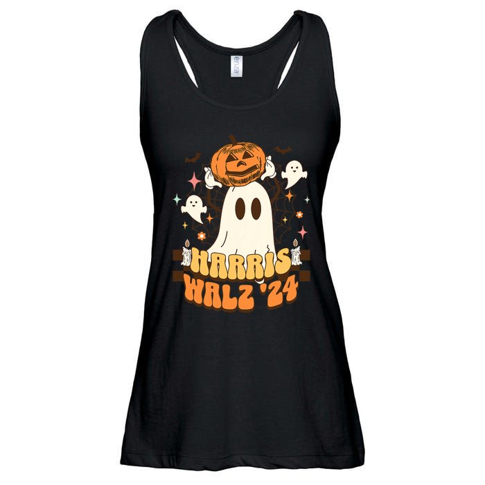 Harris Walz 2024 President Halloween Ghost Spooky Ladies Essential Flowy Tank