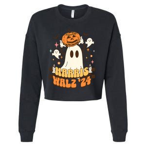 Harris Walz 2024 President Halloween Ghost Spooky Cropped Pullover Crew