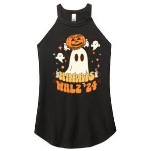 Harris Walz 2024 President Halloween Ghost Spooky Women's Perfect Tri Rocker Tank