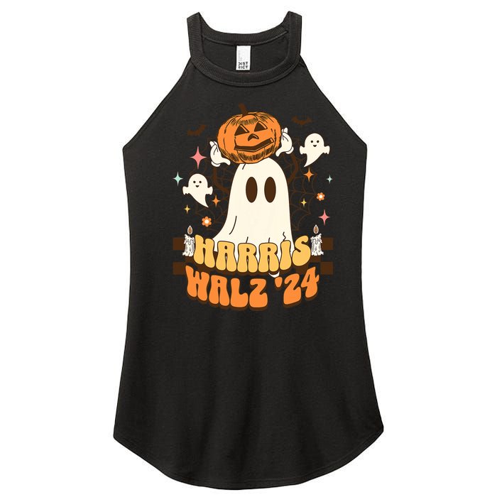 Harris Walz 2024 President Halloween Ghost Spooky Women's Perfect Tri Rocker Tank