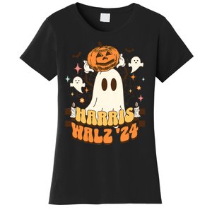 Harris Walz 2024 President Halloween Ghost Spooky Women's T-Shirt