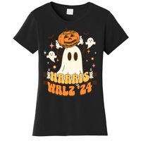 Harris Walz 2024 President Halloween Ghost Spooky Women's T-Shirt