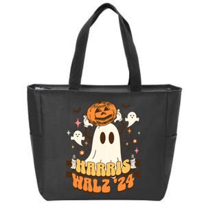 Harris Walz 2024 President Halloween Ghost Spooky Zip Tote Bag