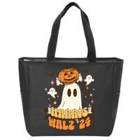 Harris Walz 2024 President Halloween Ghost Spooky Zip Tote Bag