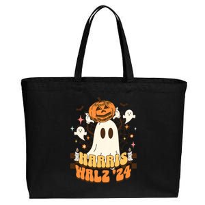 Harris Walz 2024 President Halloween Ghost Spooky Cotton Canvas Jumbo Tote