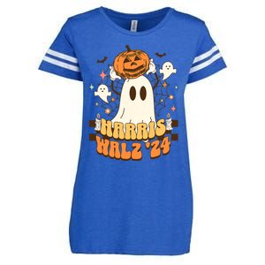 Harris Walz 2024 President Halloween Ghost Spooky Enza Ladies Jersey Football T-Shirt