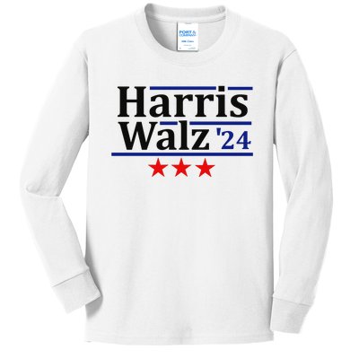 Harris Walz 24 Classic Patriotic Campaign Design Kids Long Sleeve Shirt