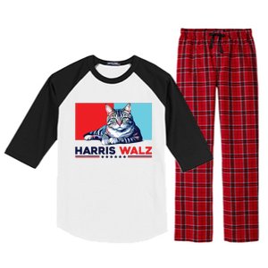 Harris Walz 2024 Funny Cat Election Kamala Harris Raglan Sleeve Pajama Set