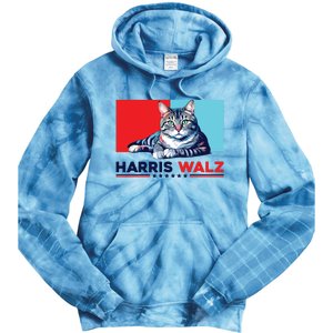 Harris Walz 2024 Funny Cat Election Kamala Harris Tie Dye Hoodie