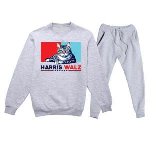 Harris Walz 2024 Funny Cat Election Kamala Harris Premium Crewneck Sweatsuit Set