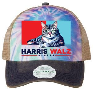 Harris Walz 2024 Funny Cat Election Kamala Harris Legacy Tie Dye Trucker Hat