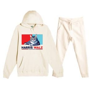 Harris Walz 2024 Funny Cat Election Kamala Harris Premium Hooded Sweatsuit Set