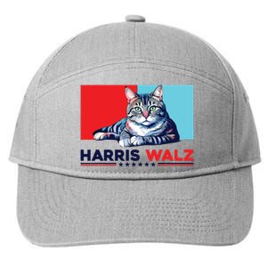 Harris Walz 2024 Funny Cat Election Kamala Harris 7-Panel Snapback Hat