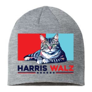 Harris Walz 2024 Funny Cat Election Kamala Harris Sustainable Beanie