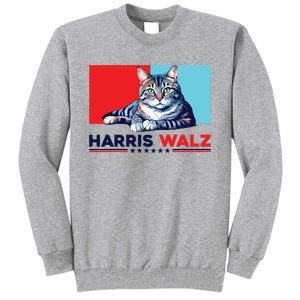 Harris Walz 2024 Funny Cat Election Kamala Harris Tall Sweatshirt