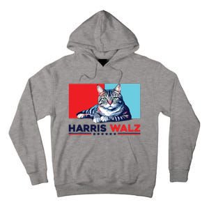 Harris Walz 2024 Funny Cat Election Kamala Harris Tall Hoodie