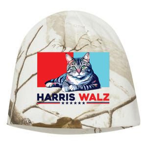 Harris Walz 2024 Funny Cat Election Kamala Harris Kati - Camo Knit Beanie