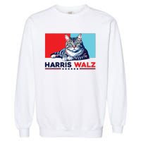 Harris Walz 2024 Funny Cat Election Kamala Harris Garment-Dyed Sweatshirt