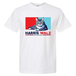 Harris Walz 2024 Funny Cat Election Kamala Harris Garment-Dyed Heavyweight T-Shirt