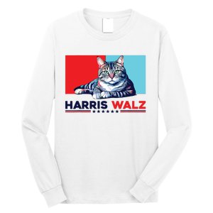 Harris Walz 2024 Funny Cat Election Kamala Harris Long Sleeve Shirt