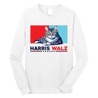 Harris Walz 2024 Funny Cat Election Kamala Harris Long Sleeve Shirt