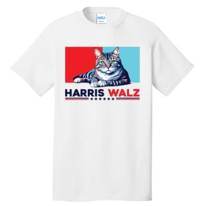 Harris Walz 2024 Funny Cat Election Kamala Harris Tall T-Shirt