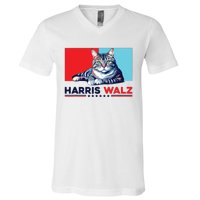 Harris Walz 2024 Funny Cat Election Kamala Harris V-Neck T-Shirt