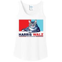 Harris Walz 2024 Funny Cat Election Kamala Harris Ladies Essential Tank