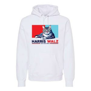 Harris Walz 2024 Funny Cat Election Kamala Harris Premium Hoodie