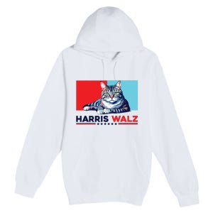 Harris Walz 2024 Funny Cat Election Kamala Harris Premium Pullover Hoodie