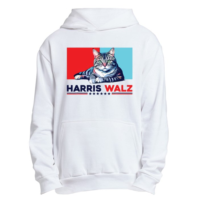 Harris Walz 2024 Funny Cat Election Kamala Harris Urban Pullover Hoodie