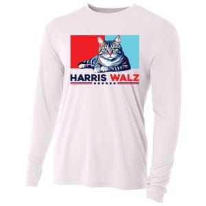 Harris Walz 2024 Funny Cat Election Kamala Harris Cooling Performance Long Sleeve Crew