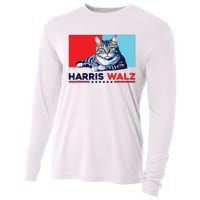 Harris Walz 2024 Funny Cat Election Kamala Harris Cooling Performance Long Sleeve Crew