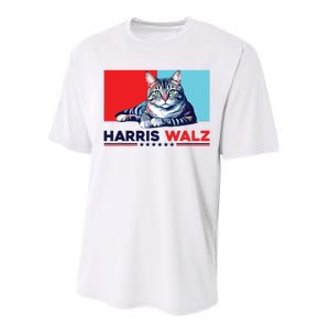 Harris Walz 2024 Funny Cat Election Kamala Harris Performance Sprint T-Shirt