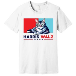 Harris Walz 2024 Funny Cat Election Kamala Harris Premium T-Shirt