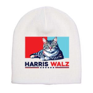 Harris Walz 2024 Funny Cat Election Kamala Harris Short Acrylic Beanie