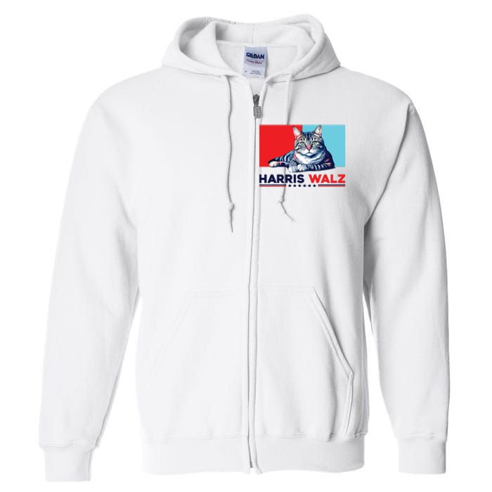 Harris Walz 2024 Funny Cat Election Kamala Harris Full Zip Hoodie