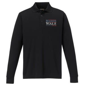 Harris Waltz 2024 Election Kamala Harris Tim Waltz 2024 Performance Long Sleeve Polo