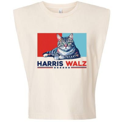 Harris Walz 2024 Funny Cat Election Kamala Harris Garment-Dyed Women's Muscle Tee