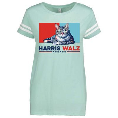 Harris Walz 2024 Funny Cat Election Kamala Harris Enza Ladies Jersey Football T-Shirt